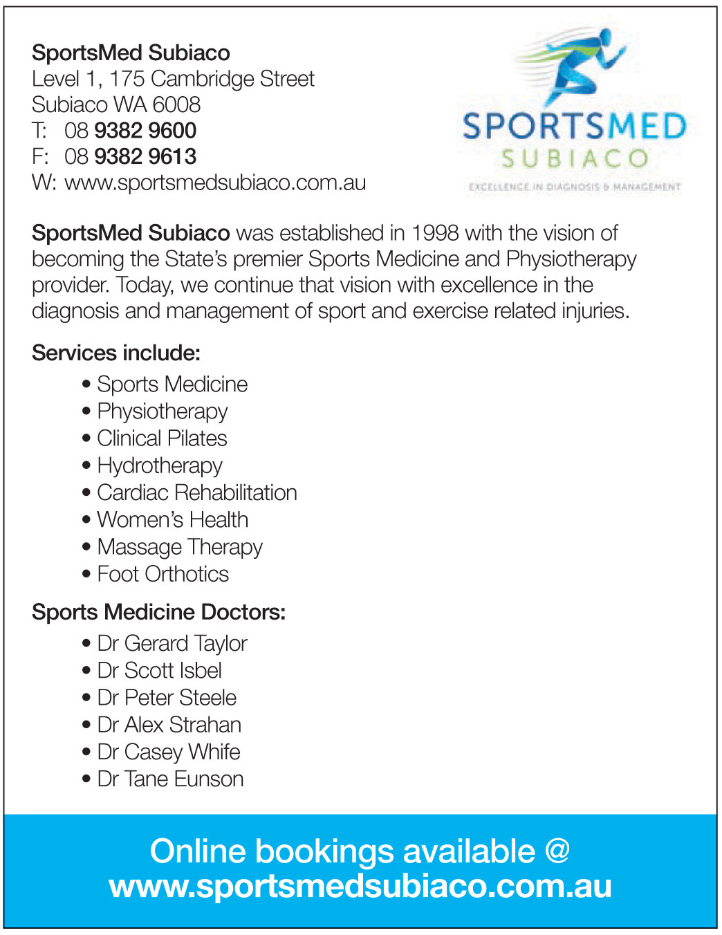 SportsMed Subiaco Medical Forum